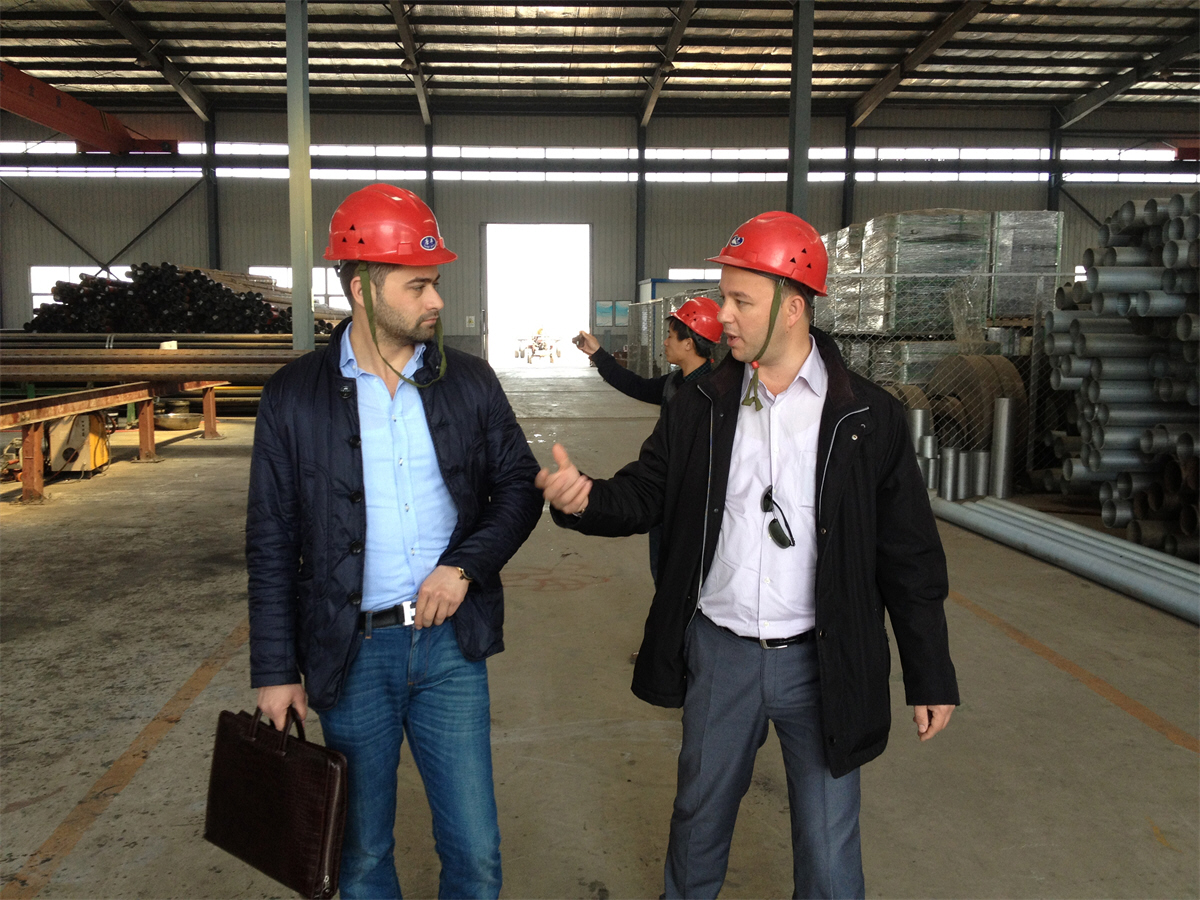 Albania clients working with engineers in pipestec stee pipe factory
